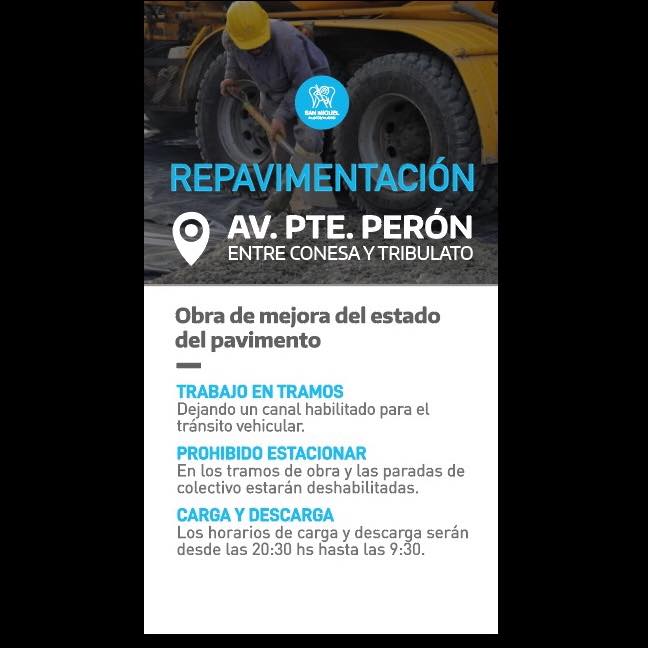 Repavimentación Avda Pte Perón