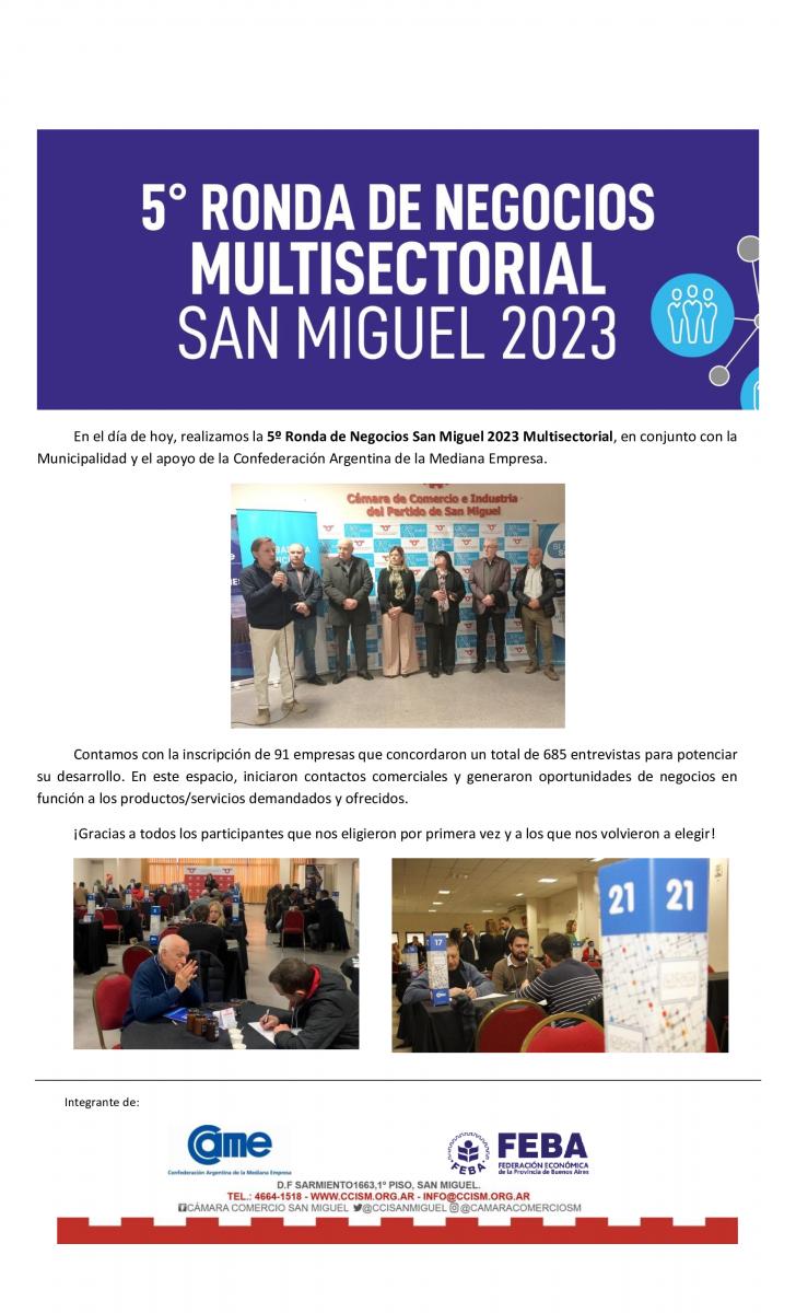 5º Ronda de Negocios San Miguel 2023 Multisectorial