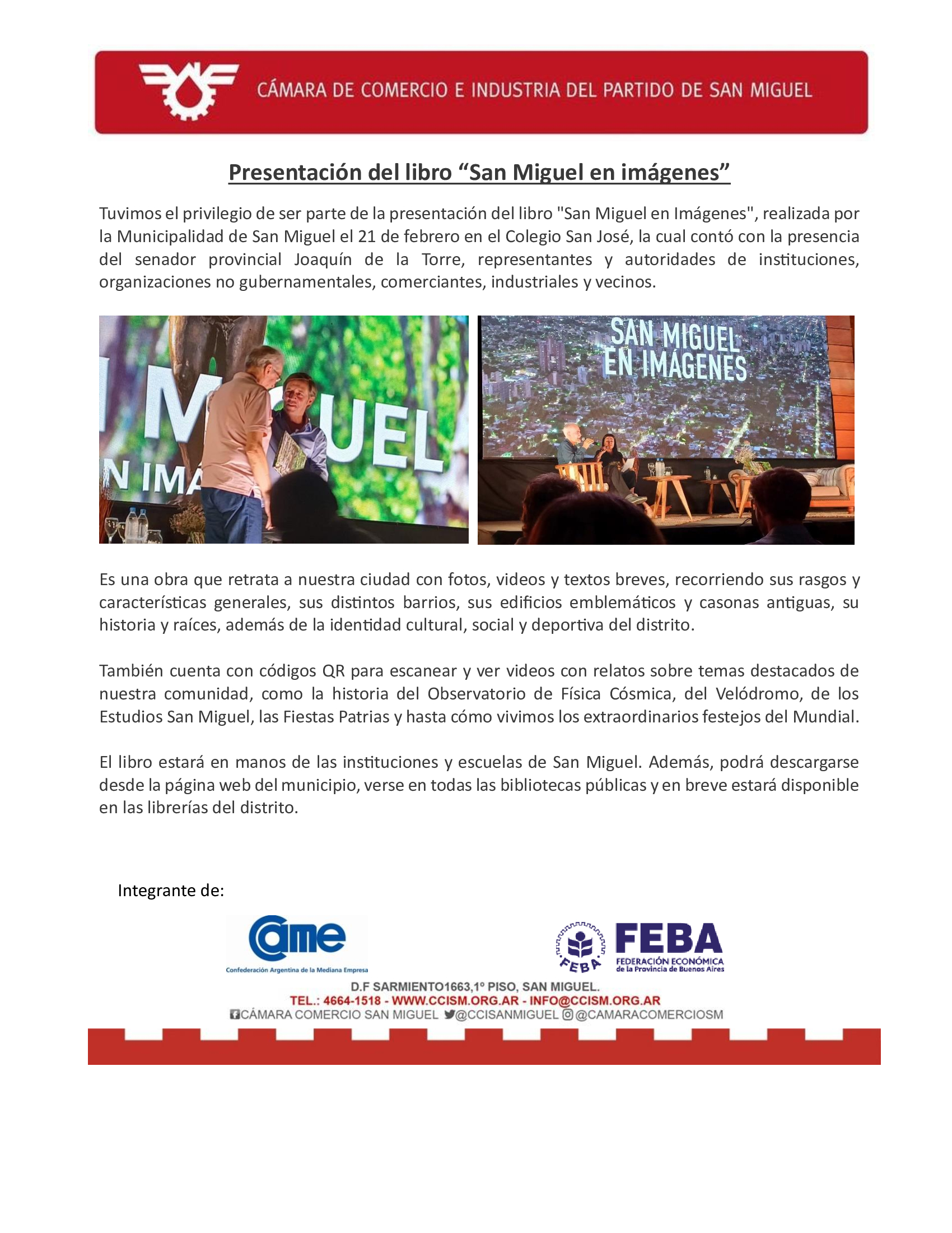 Presentación del libro “San Miguel en imágenes”