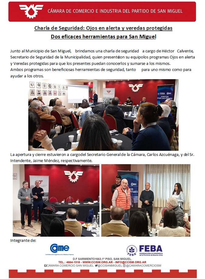 Charla de Seguridad: Ojos en alerta y veredas protegidas